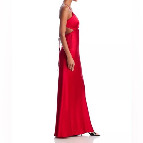 AQUA Formal Women’s Satin Open Back Gown A25650 Red Sz 8 - Picture 4 of 10